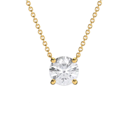 Yellow Gold Round Shape Diamond Solitaire Pendant With Prong Setting